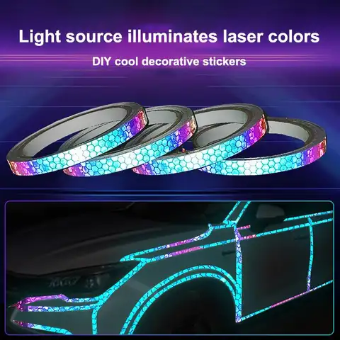 1/5/10M Holographic Iridescent Reflective Tape High Brightness Strong Adhesion For Car Bike Moto DIY Decoration Safety Warning