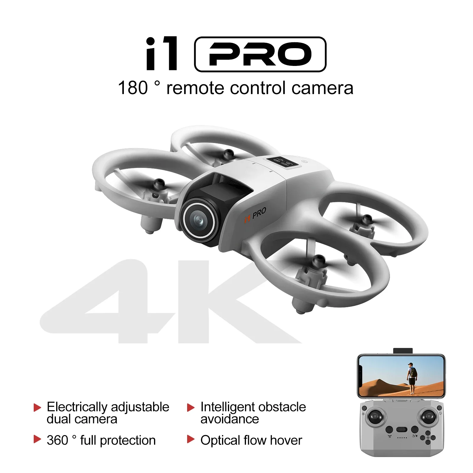 Nuovo i1 PRO Drone 4K HD Doppia Fotocamera Evitamento Ostacoli Flusso Ottico Fotografia Aerea Quadcopter Con Luce Fredda Dron Giocattolo Regalo