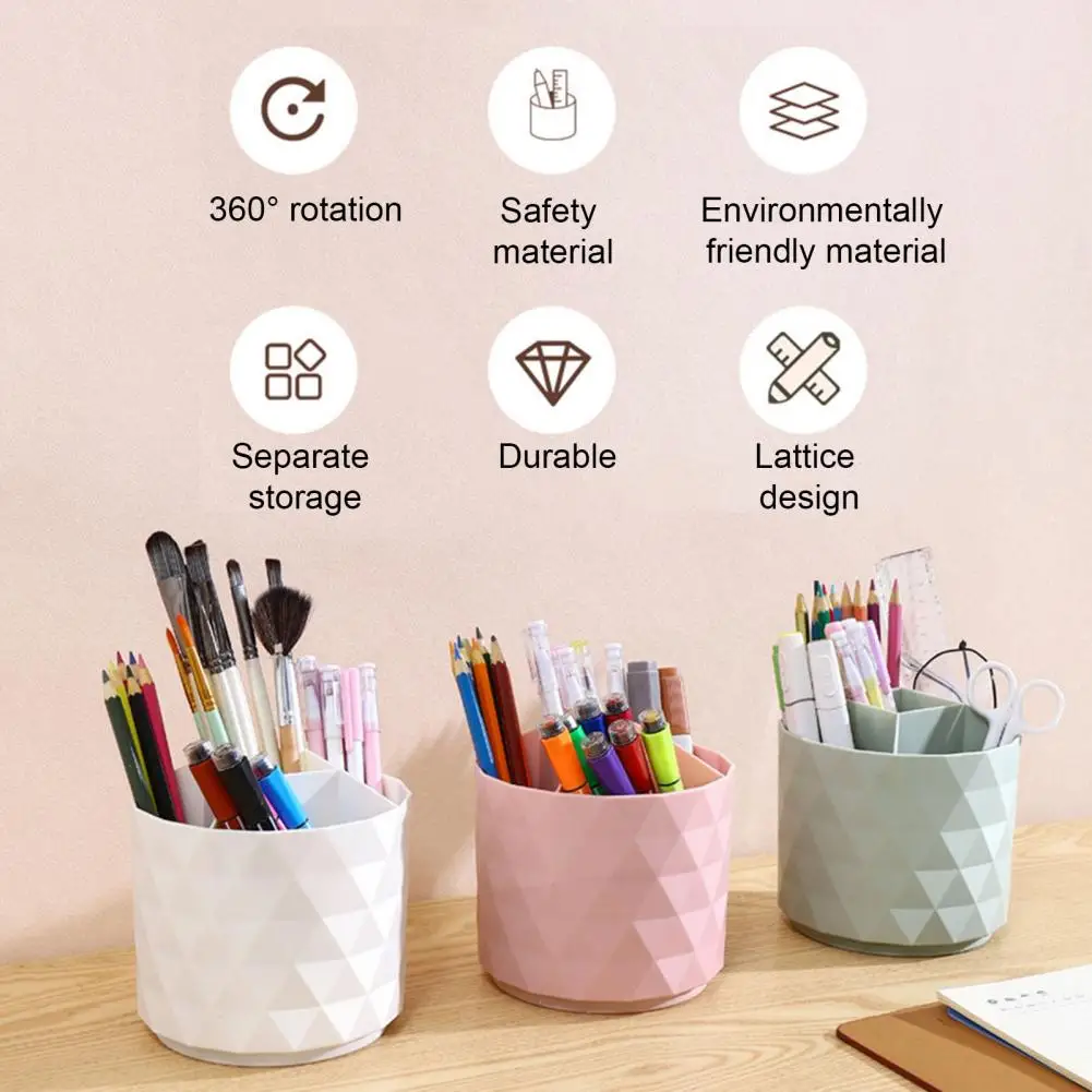 Pojemnik na pędzle do makijażu pudełko na biurko domowe obsadka do pióra przenośne Organizer na kosmetyki biurkowe obracające się pędzel do makijażu wielokomorowe