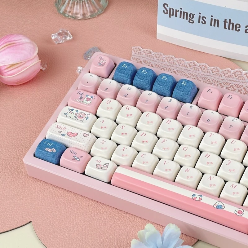 Pure Heartbeat SOA Height PBT Creative Keycaps 150keys Thermal Sublimation Cute Pink Mechanical Keyboard Keycaps Gifts