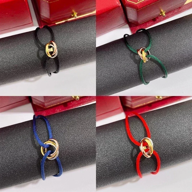 Classic 925 sterling silver color separation trinity bracelet women's simple fashion brand couples party high grade jewelry