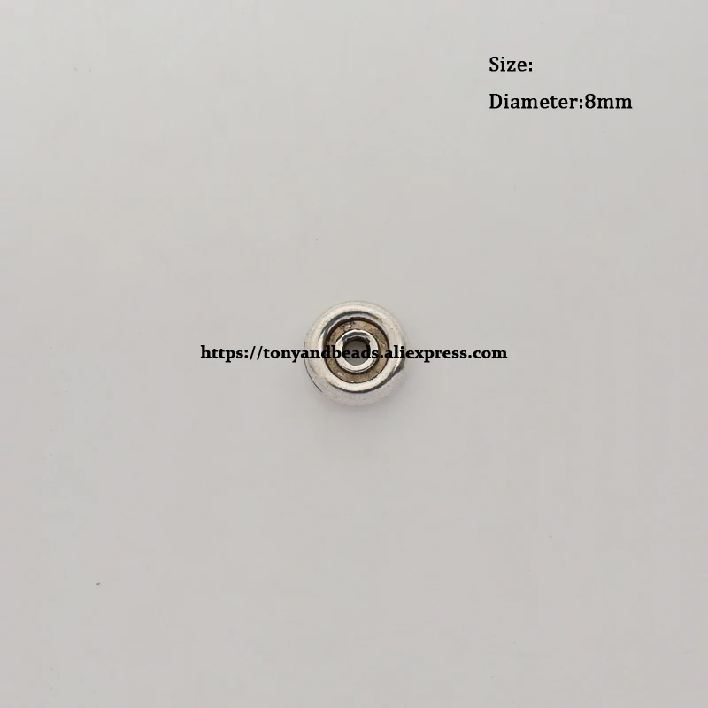 (50Pcs / Lot !) 21 Styles Zinc Alloy Tibetan Silver European Charm Connector Crimp End Beads Size 6mm HA8606B
