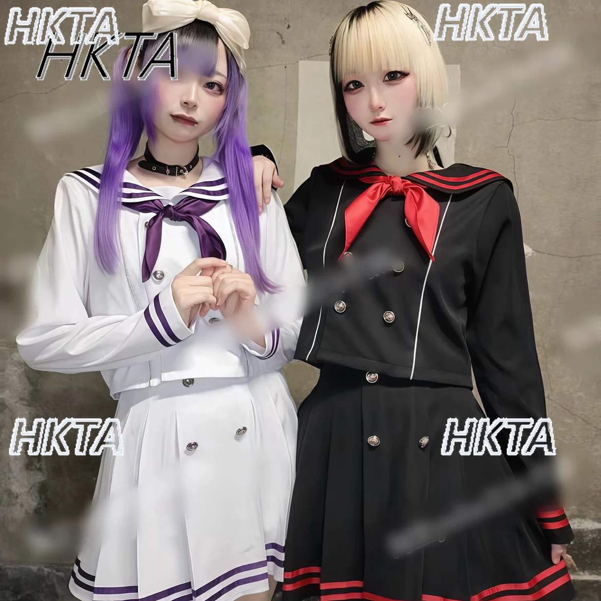 Japońska granatowa koszula z kołnierzykiem mundurek marynarski krótka spódniczka subkultura dwurzędowa kokarda koszula z długim rękawem krótka spódniczka 2-częściowy zestaw