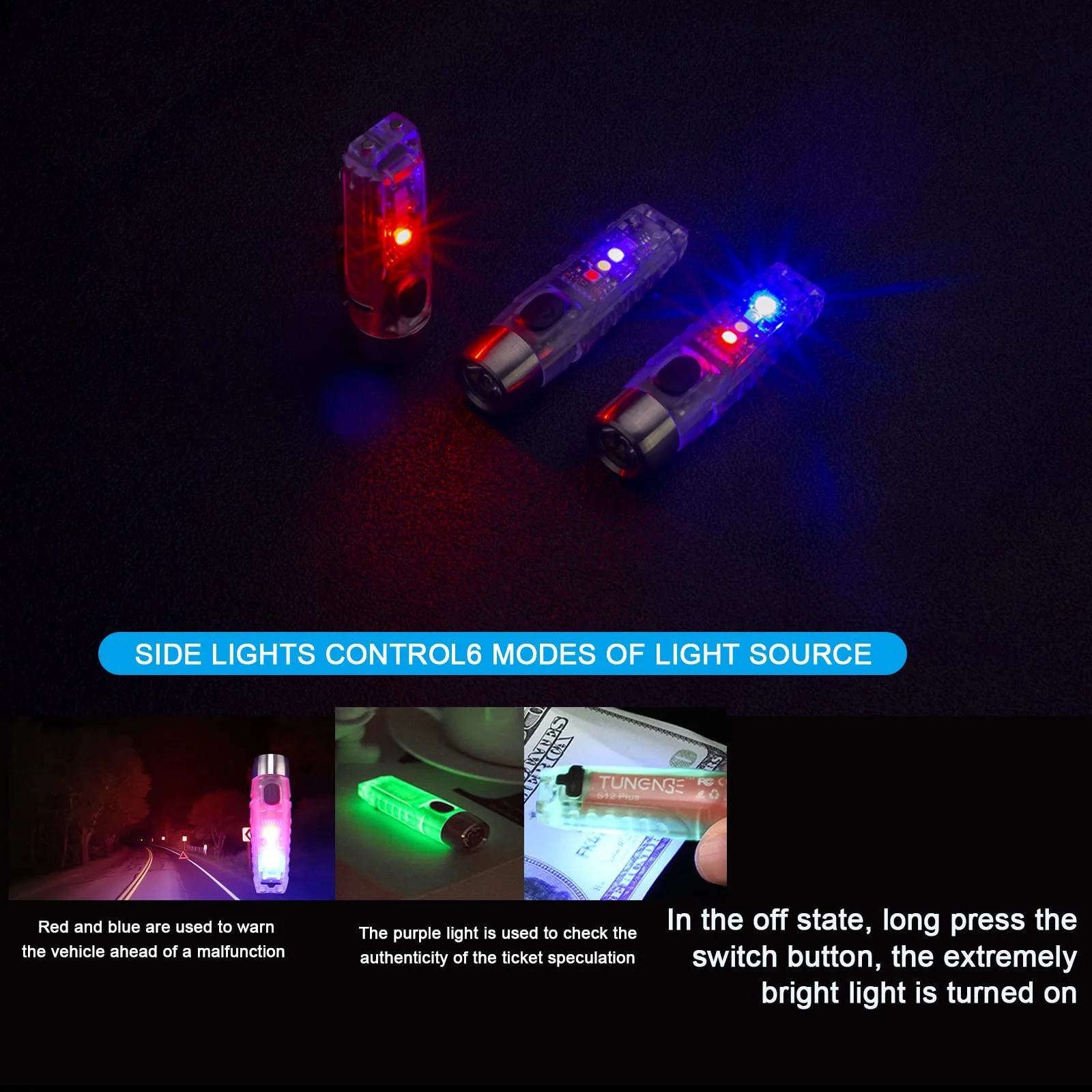 Mini Keychain Flashlights EDC Portable Pocket Bright Flashlight USB-C Rechargeable For Daily Using Backpacking Camping Hiking