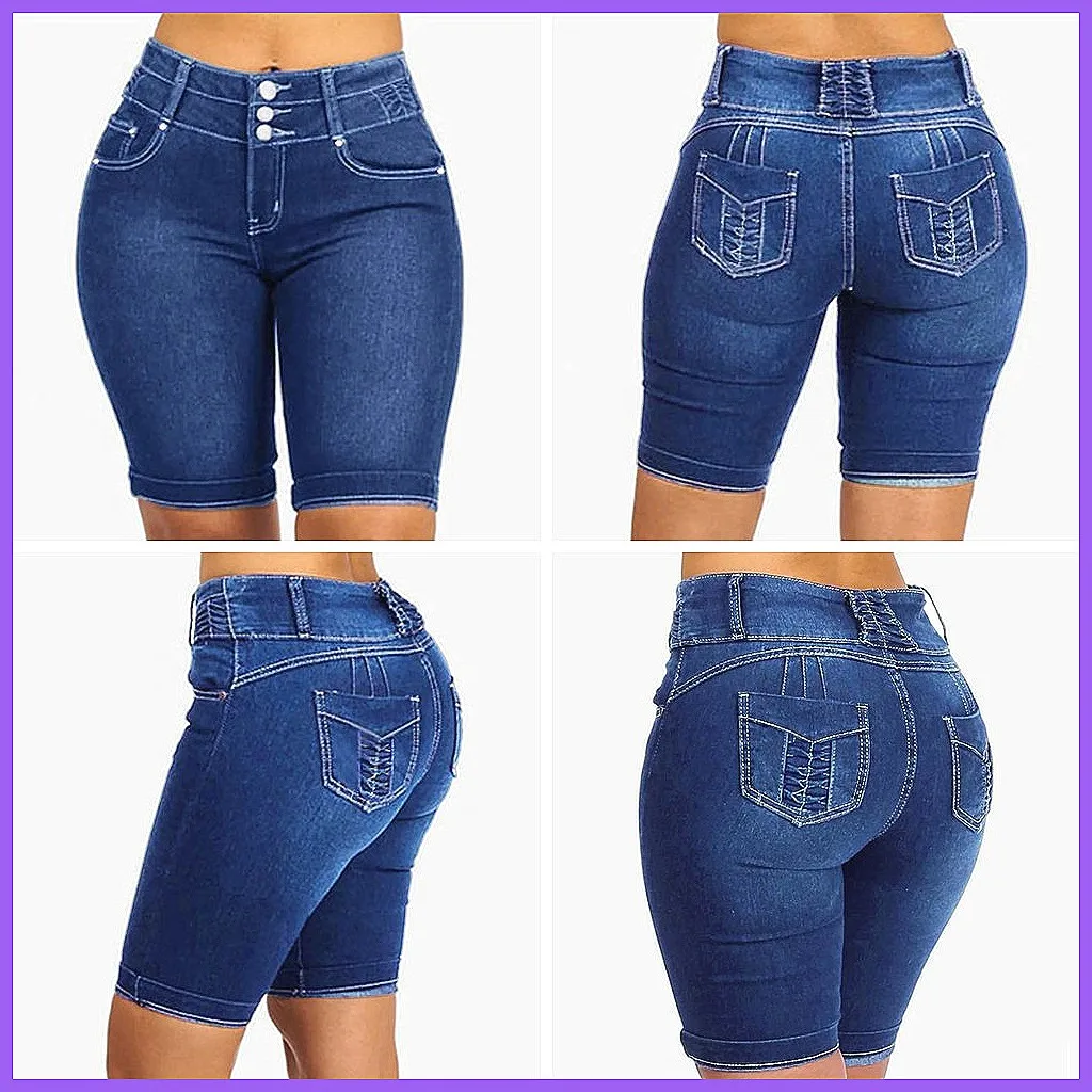 

2024 New High Waist Denim Shorts Women Korean Style Summer Casual Chic Skinny Jean Shorts Femme(72 characters)