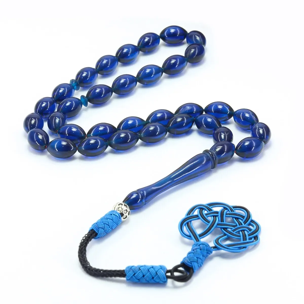 Rosary Otağı Sphere Cut Parliament Blue Fire Amber Rosary Amber Pulling Color Take Dhikr Bead Knitting Kazaz tassel