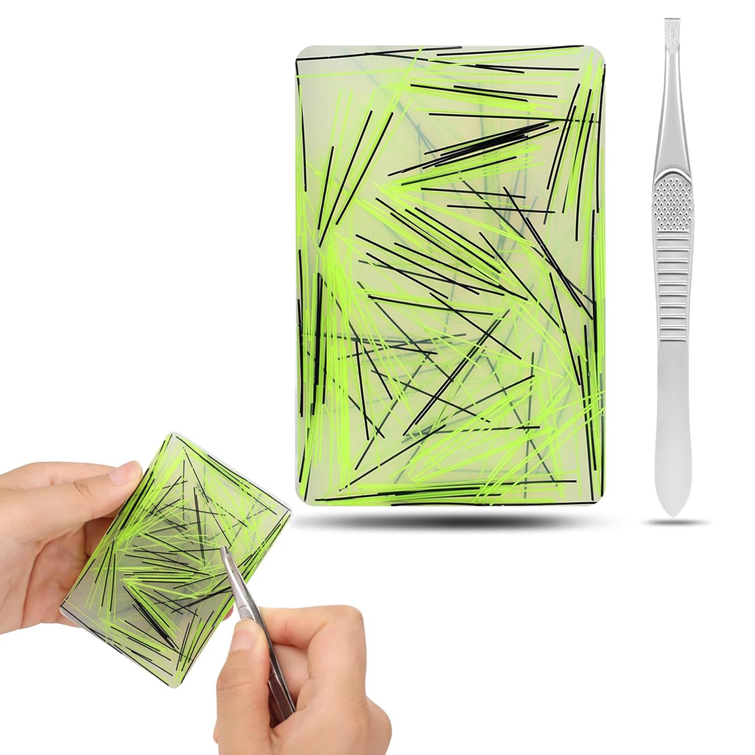 แผ่นกดจุด 1 ชิ้นพร้อมแหนบ - ของเล่นคลายเครียดพิเศษสำหรับผู้ที่มีอาการคันผิวหนัง ความวิตกกังวล และการดึงผม