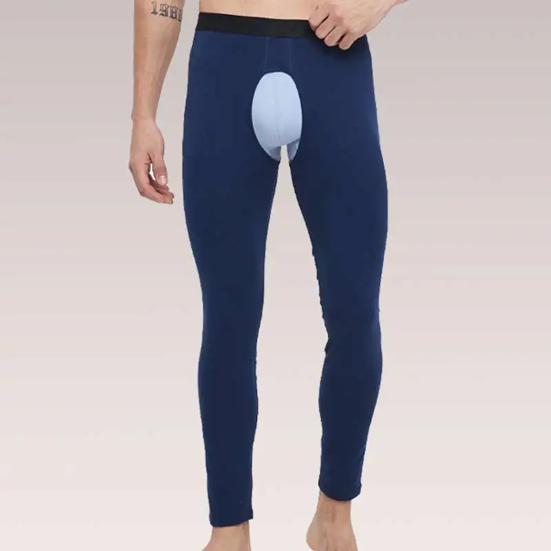 Open Crotch Warm Pants Men's Thin Leggings Middle-Aged Elderly Autumn Pants Autumn and Winter Tight Inner Threading Pants Men's