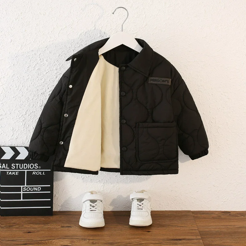 New Kids Padded Cotton Coats Winter Boys Fleece Warm Loose Casual Jackets Autumn Teen Cardigan Outerwear Children Clothing