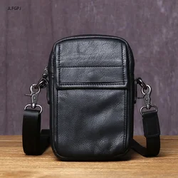 Personalized New Genuine Leather Men's Wear Belt Waist Bag Solid Summer Top Layer Cowhide Simple Crossbody Phone Bag