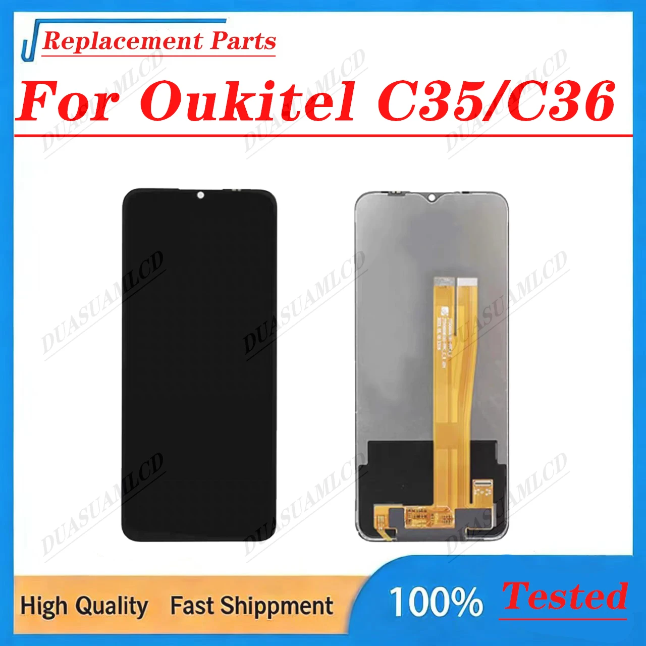 6.56 Inch TFT IPS Touch Digitizer Replacement for Oukitel C35 C36 HD+ LCD Display Repair Parts Fully Tested