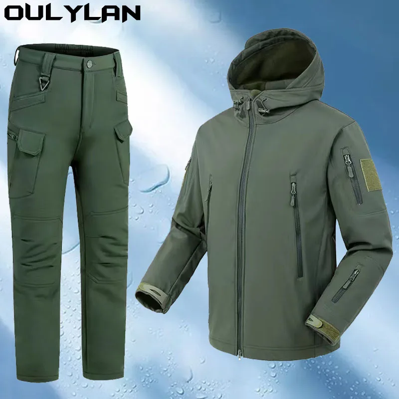 Imagem -04 - Oulylan-conjunto de Fatos de Treino para Campismo e Caminhadas para Homens Cabolsa com Capuz Ternos Impermeáveis Cabolsas Táticos Elásticos Pesca Quentes S4xl Inverno Outono