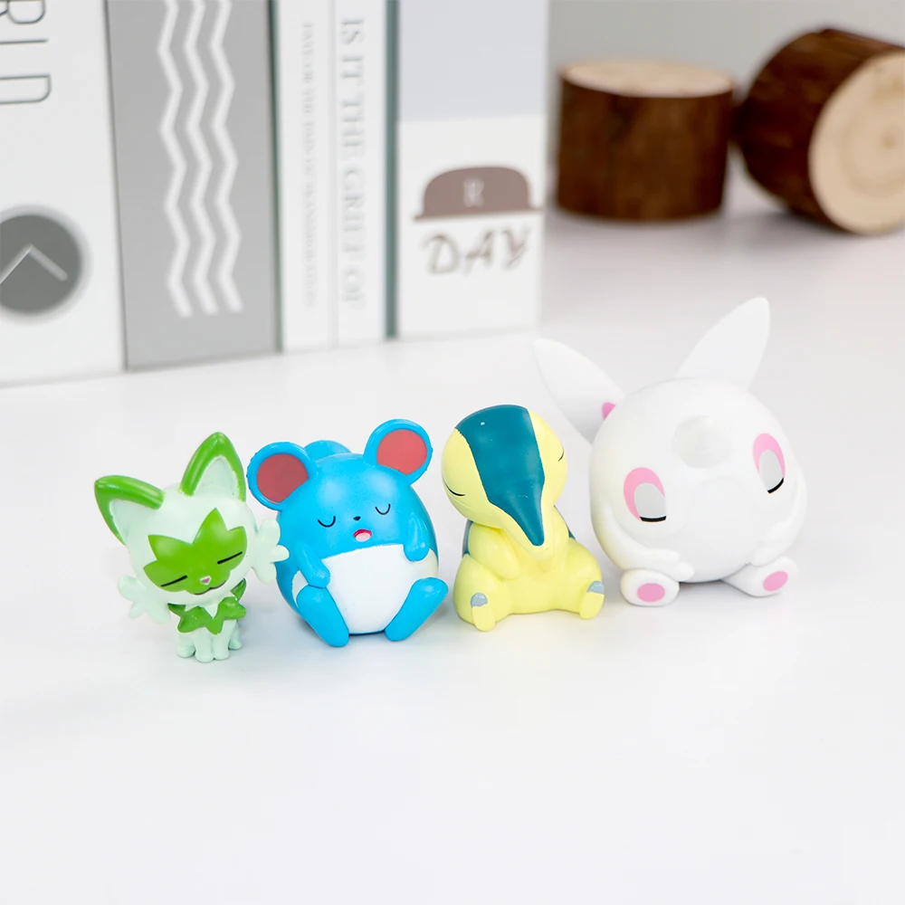 5pcs/Sets Pokemon Maushold Tatsugiri Figures Toys Sleeping Eevee Gengar Lucario Piplup Action Figuries Model PVC Dolls view 5