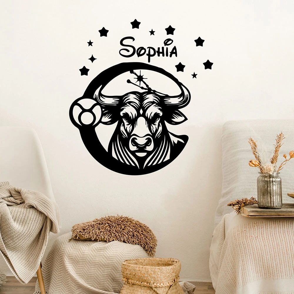 1PC Diy Taurus Customized Text Art Sticker Waterproof Wall Stickers The best Christmas gifts Background Wall Art Decal