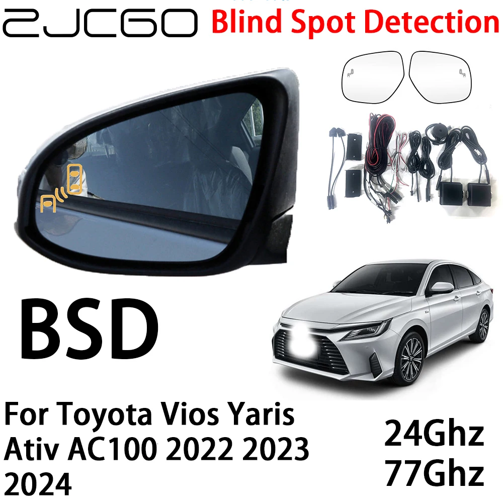 ZJCGO Car BSD Radar Warning System Blind Spot Detection Safety Driving Alert for Toyota Vios Yaris Ativ AC100 2022 2023 2024