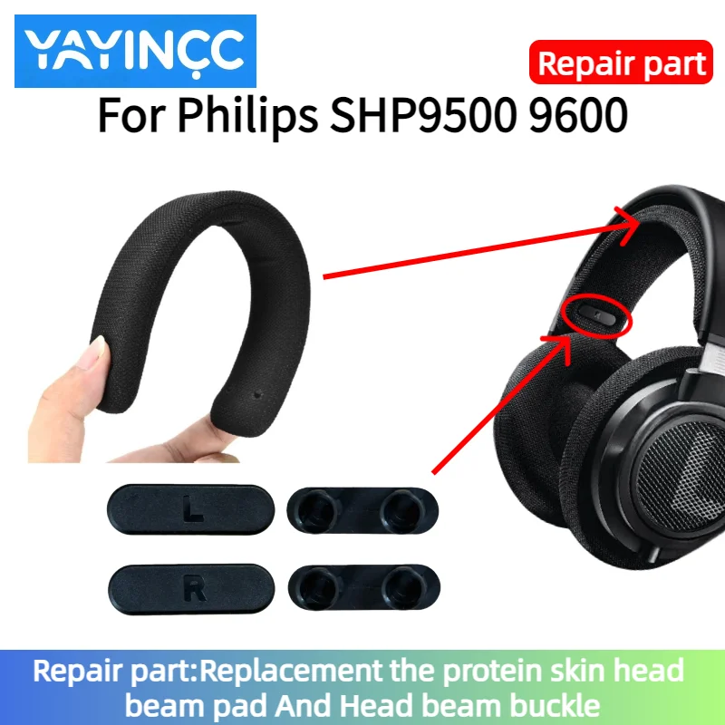 

Replacement the protein skin head beam pad And Head beam buckle For Philips SHP9500 9600 Headphone Ear Pad repair parts