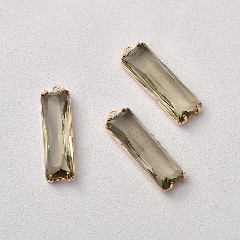 Copper Hemming Color Rectangular Rhinestone Pendant Pendant DIY Handmade Bracelet Necklace Ear Jewelry Accessories Material