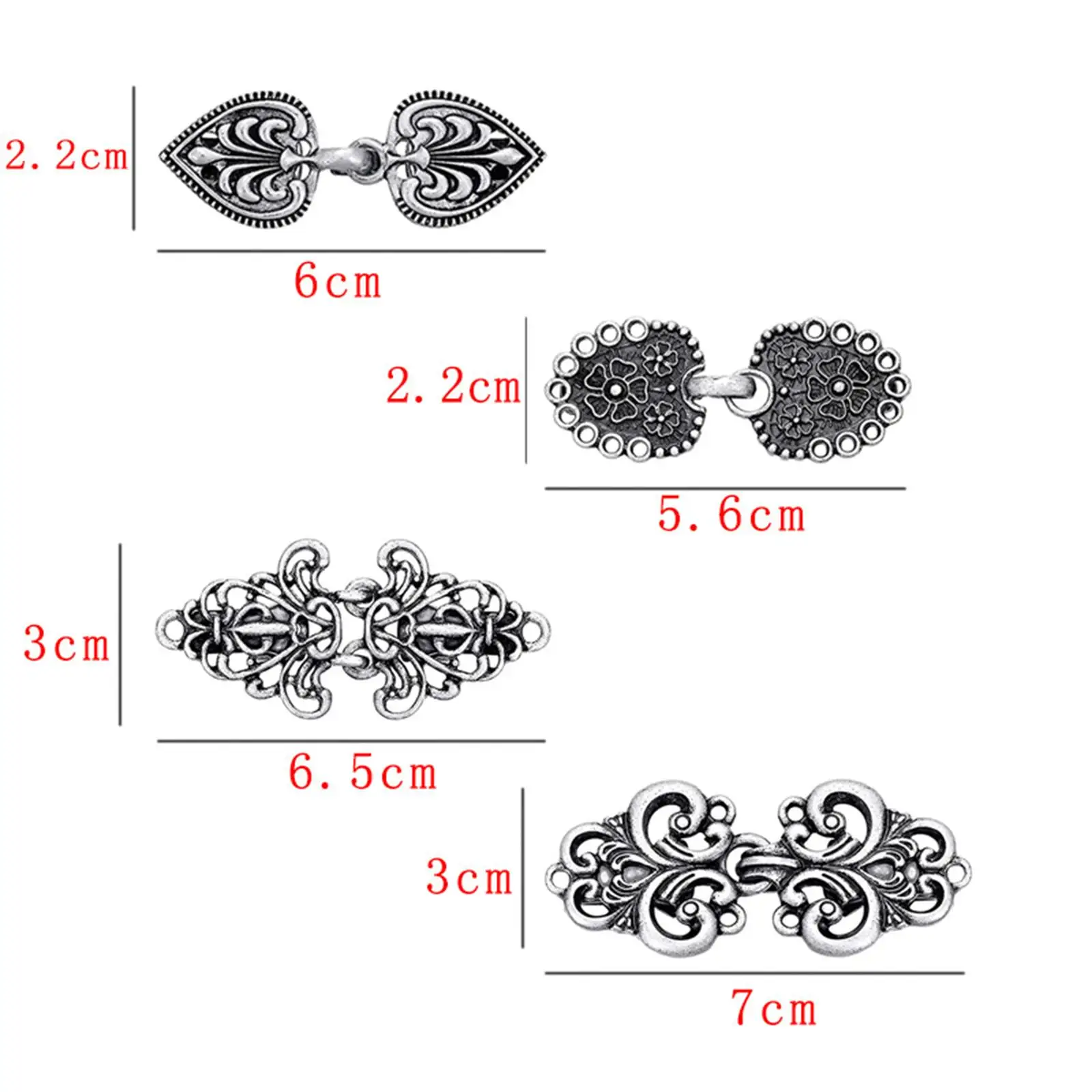 2x 4Pairs Vintage Style Medieval Sweater Collar Brooch Clip Fastener for Women Dresses Shawl Scarf Costume Wearing