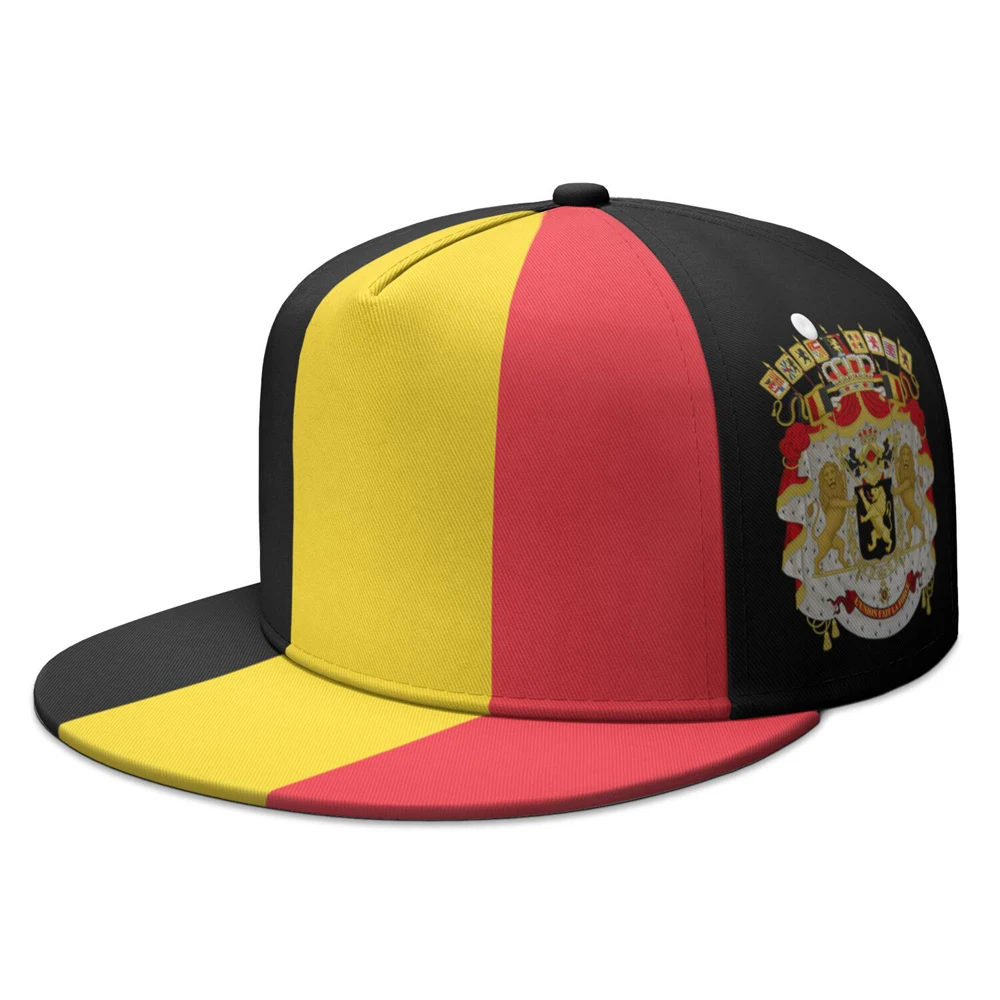 Belgium Flat Brimmed Cap Custom Made Name Belgie Team Logo Hip-hop Hat French Travel Belgique Nation Belgien Flag Headgear