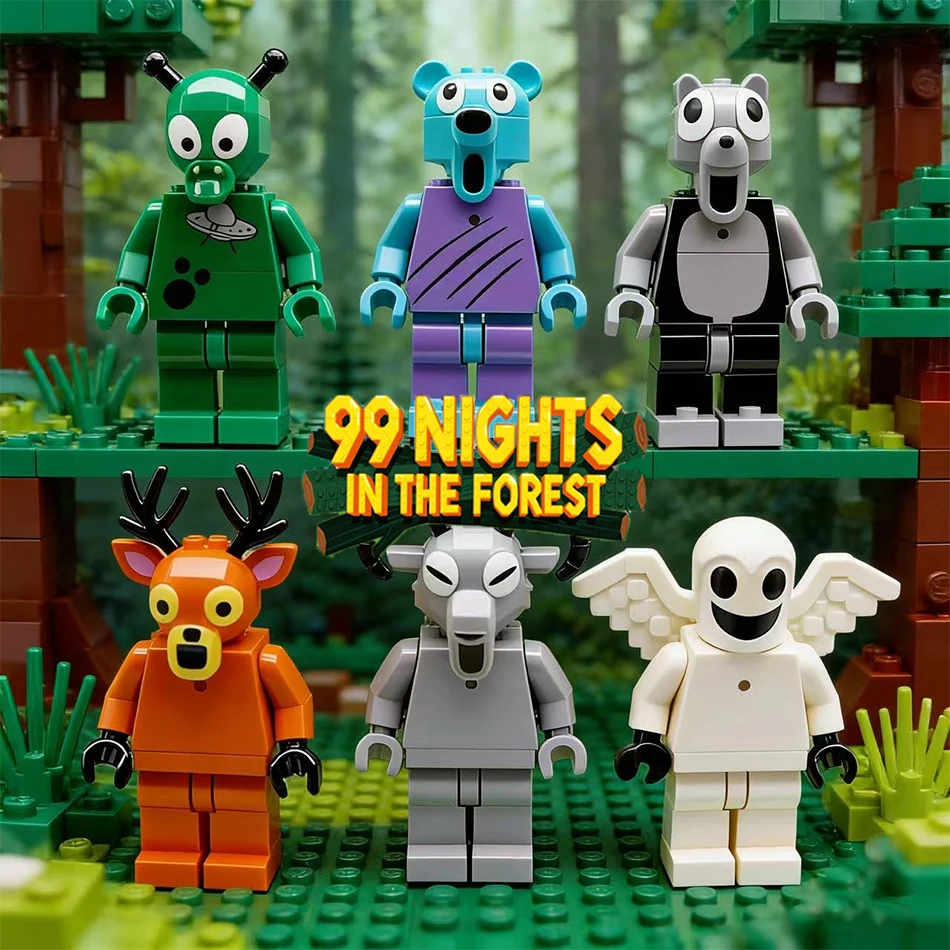 6 قطعة 99 ليال في الغابة الغزلان اللبنات مجموعة 99 ليال في الغابة الغزلان كتل للفتيات الفتيان اللعب هدايا عيد الميلاد