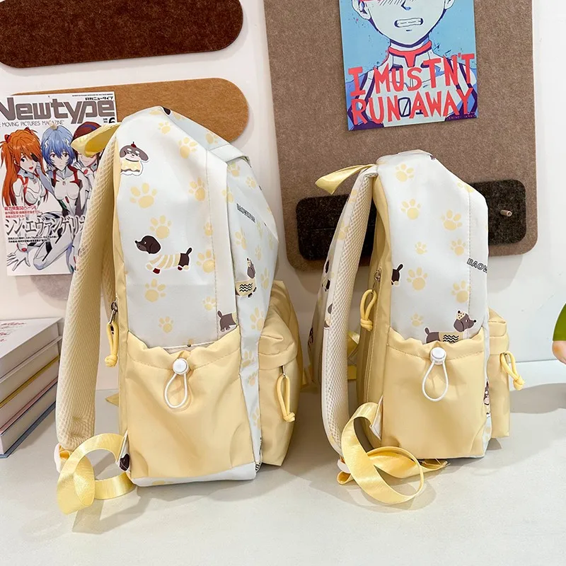 New Womens Cute Dachshund & Paw Print Backpack Large Capacity Casual School Bag Lightweight Travel Backpack for Girls Students