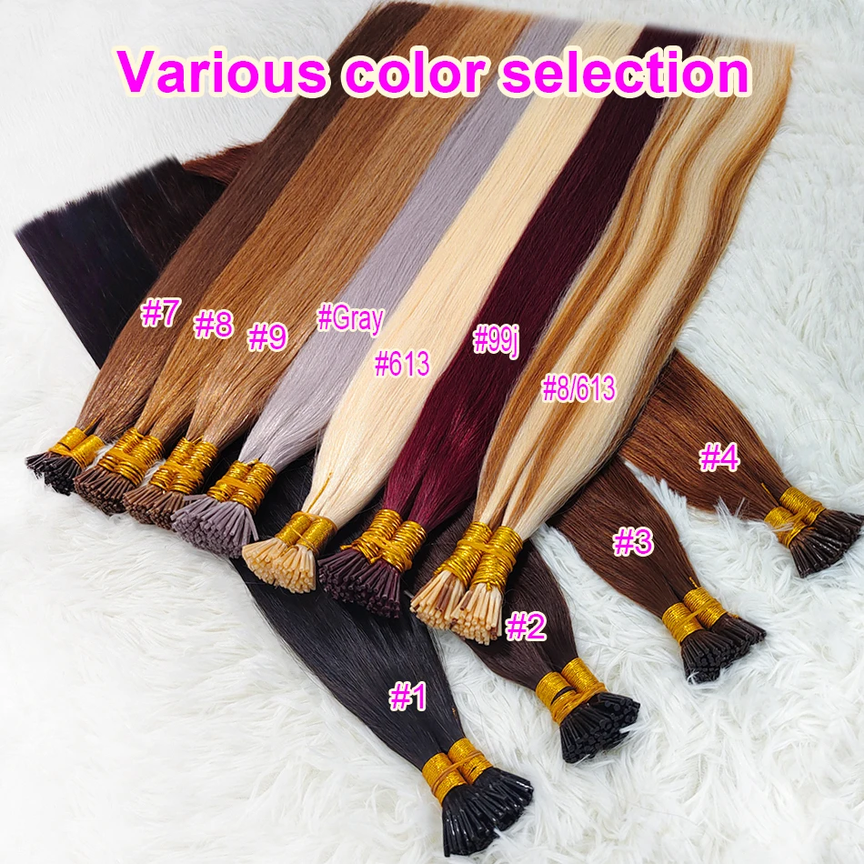 50pcs Natural Human Hair Extensions Straight I Tip Keratin Capsule I Tip Hair Extensions Human Hair 16-30“ Virgin Human Hair