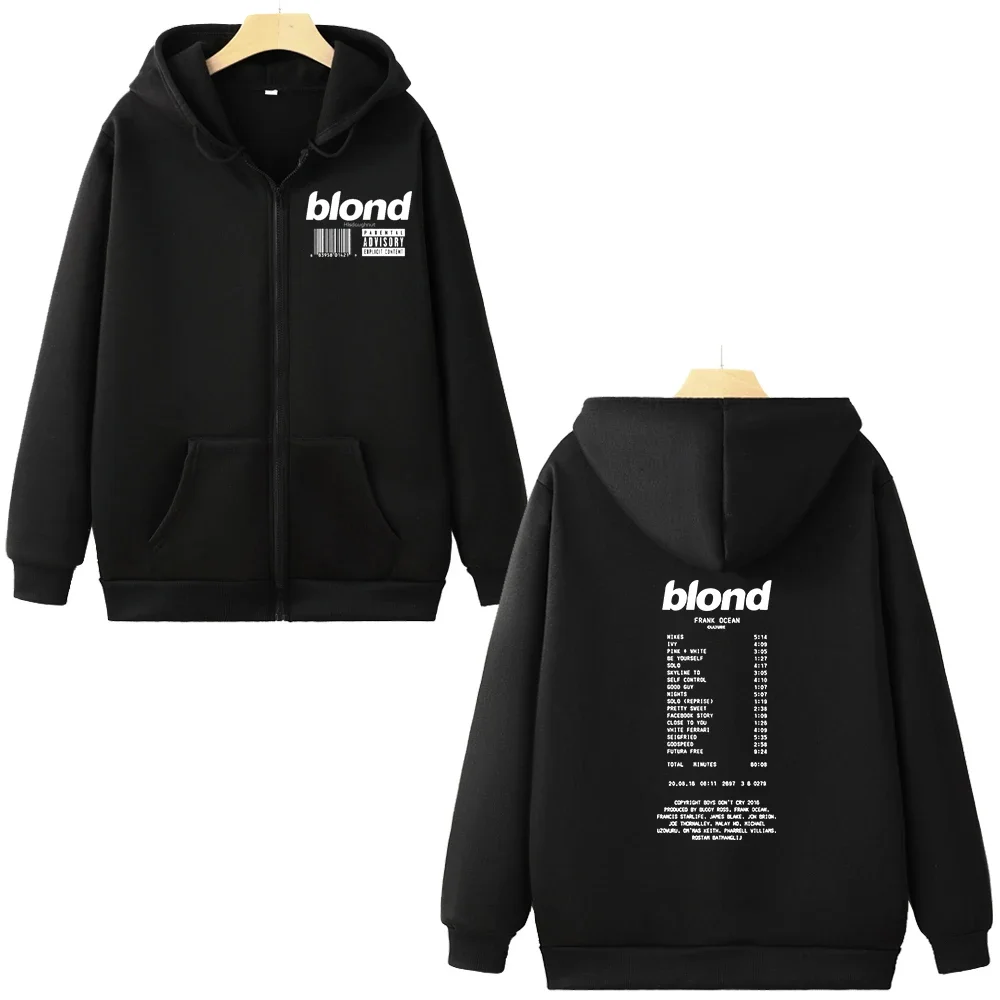 Blond Frank Oceans Hoodie Top Text Long Sleeve Zipper Sweater Album Music Fan Gift Autumn And Winter Casual Style