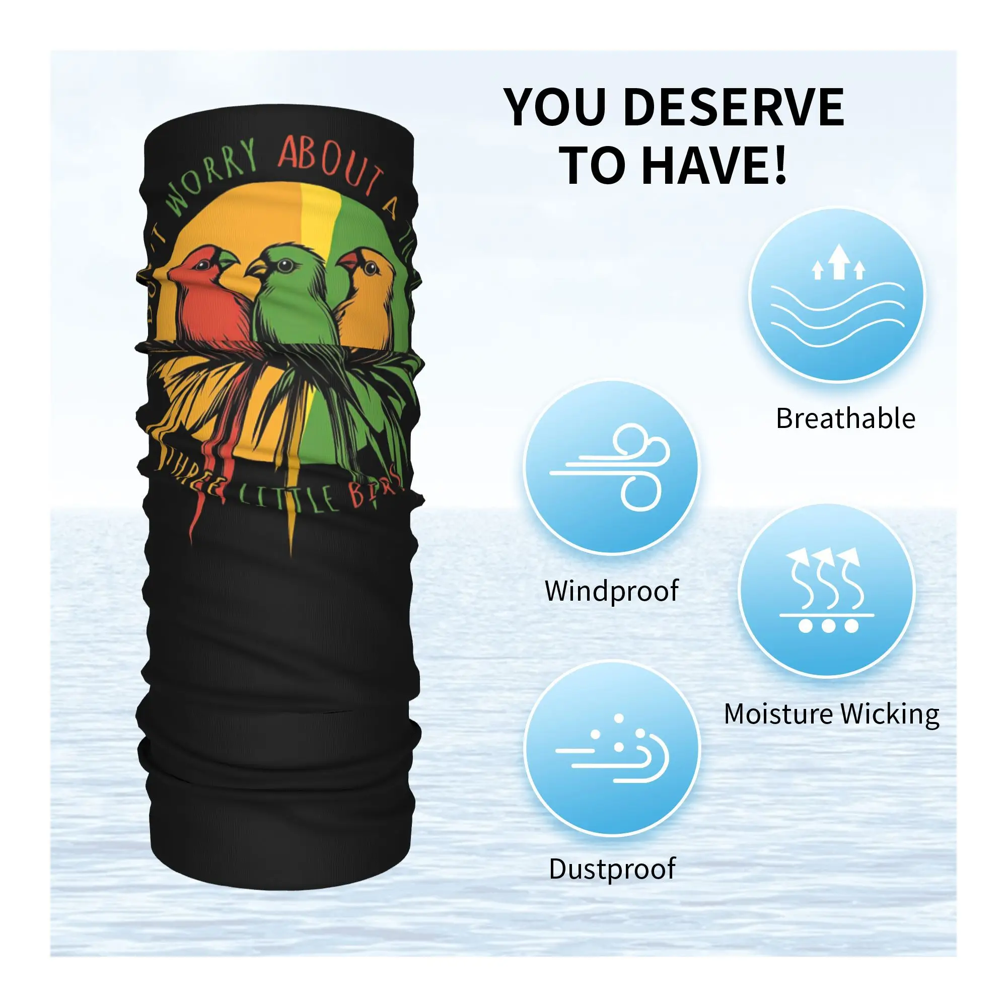 Kawaii Three Little Birds Reggae Bandana Neck Cover Printed Wrap Scarf Multifunction Face Mask Riding For Men Women Adult Winter