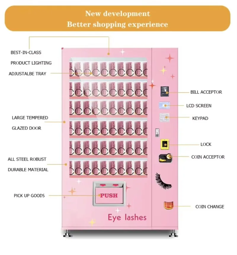 USA France Dubai Attractive Design Self-service Smart Cosmetic Vending Machine Beautiful Hair&eyelash Vending Machine Beauty