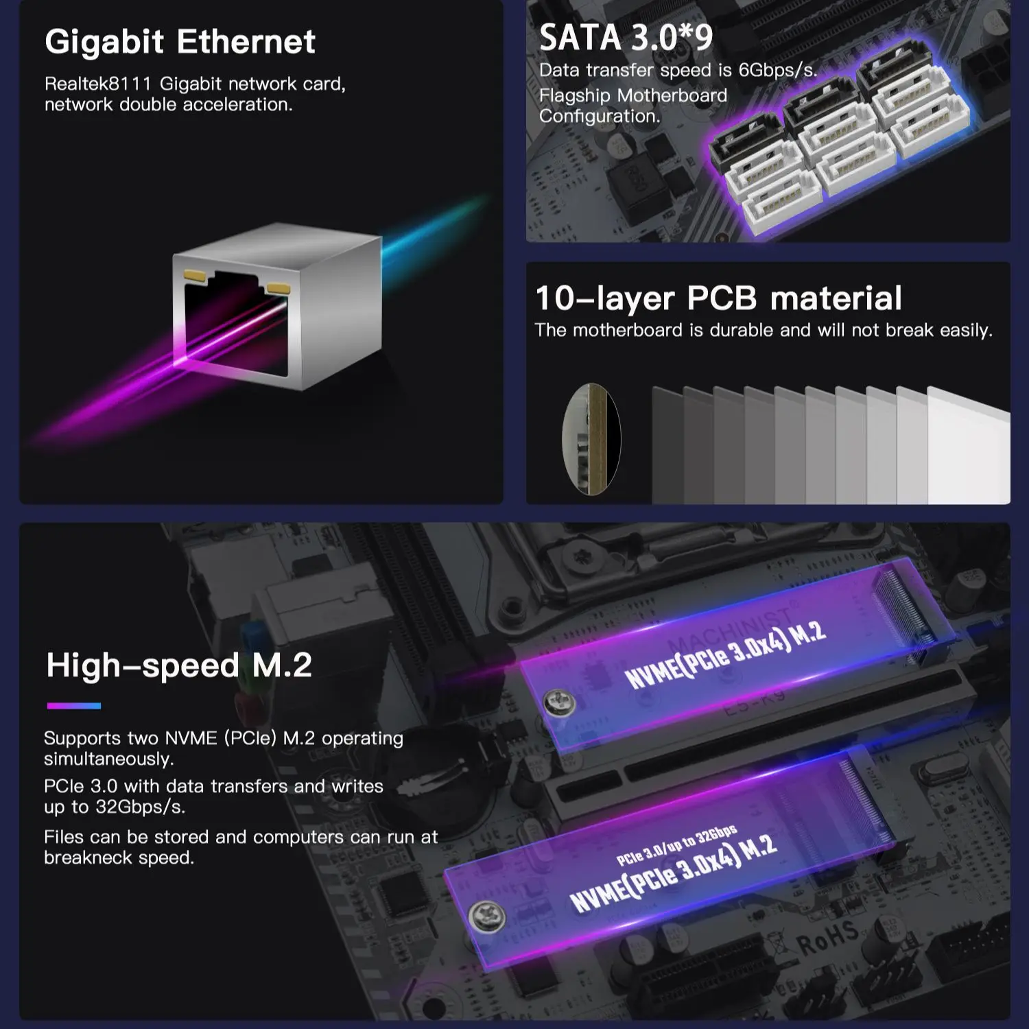 Imagem -04 - Kit de Placa-mãe Conjunto Lga 20113 Processador Cpu Xeon e5 1650 v3 2*8 = 16gb Memória de Ram Ddr4 Ecc Ssd Nvme M.2 Machinist-k9 2.0 X99