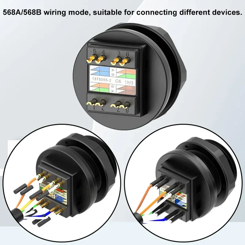 Welding CAT6 RJ45 Gigabit Network Connector Aviation Plug Rj45 Panel Mount 1.5A/125V Gold-plated Pin IP68 Waterproof Connector