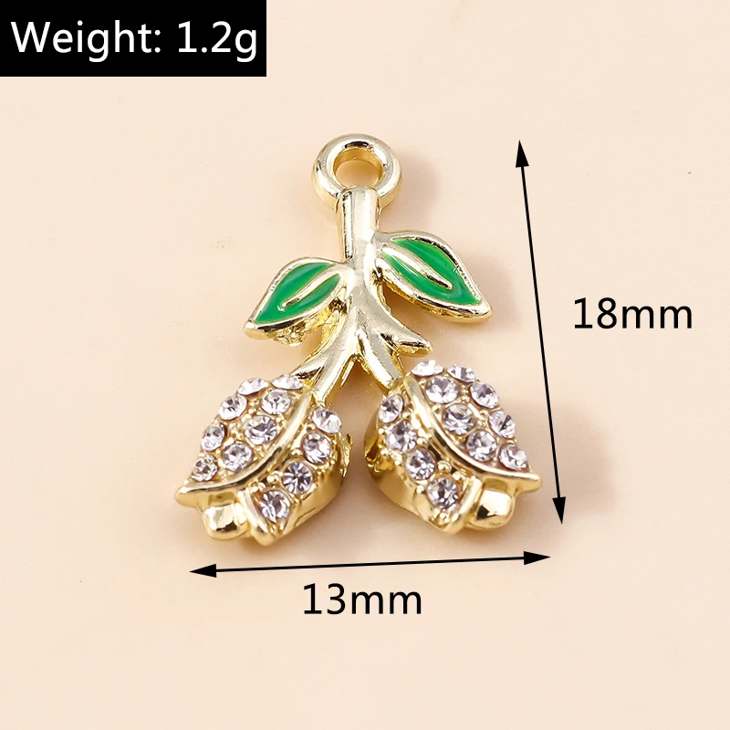 Leslie 4 Stück 16 x 18 mm wunderschöne goldfarbene Kristall-Anhänger mit blühenden Rosen für handgefertigte DIY-Halsketten, Ohrringe, Anhänger, Hochzeitsschmuck – Detail 9