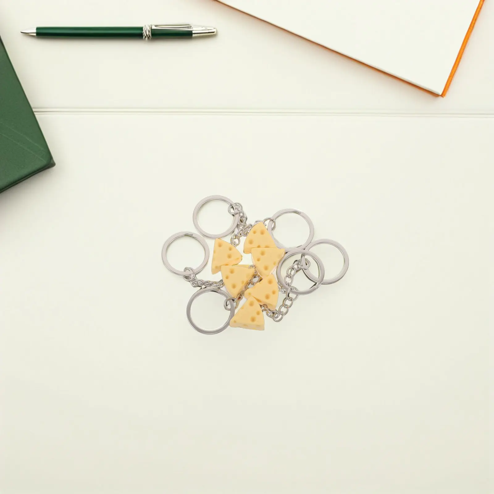 20Pcs Cheese Keychain Resin Pendant Realistic Food Keyring Cute Bag Charm Lightweight Backpack Party Favor Resin Cheese Keychain