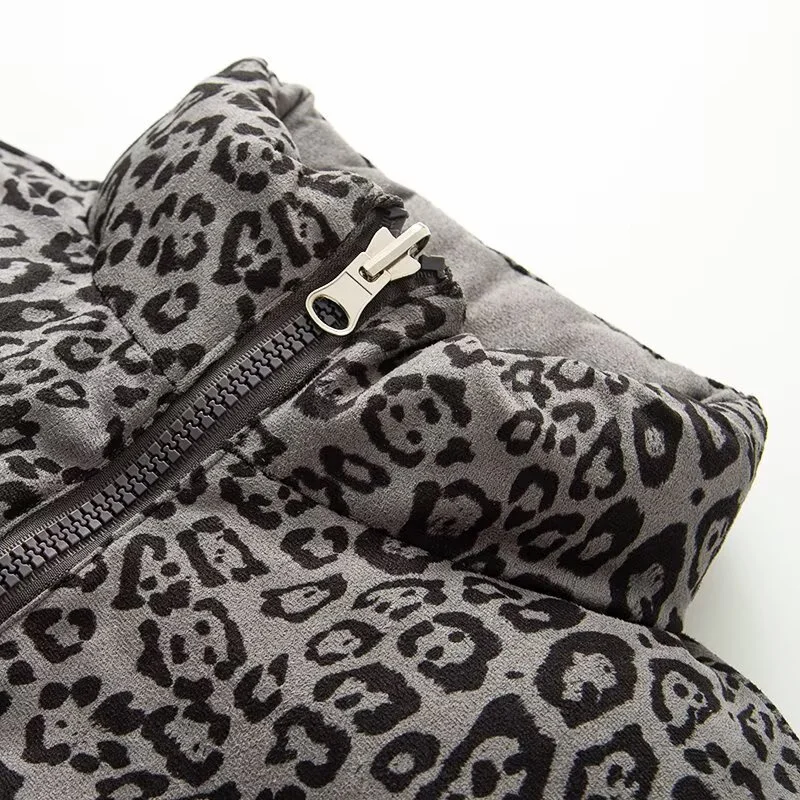 2025 Autumn and Winter New Women's Clothing Design Sense Double-sided Retro Leopard Print Down Cotton Vest Jacket