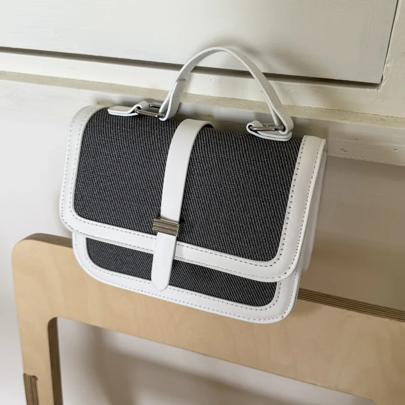 

2025 new summer fashionable and simple hand-held small square bag for women color-blocking shoulder cross-body bag