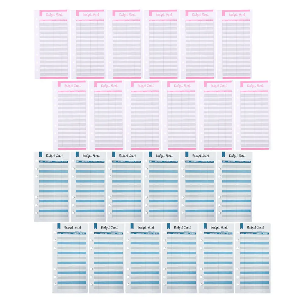 24pcs Envelope Refill Sheet Cash Business Budget Sheets Portable Budget Planner Cards Expense Tracking Sheets