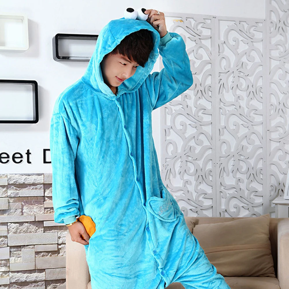 Unisex Adult Cosplay Animal Onesie Cartoon Halloween Costume Christmas One Piece Pajamas Set Flannel Sleepwear for Women Men