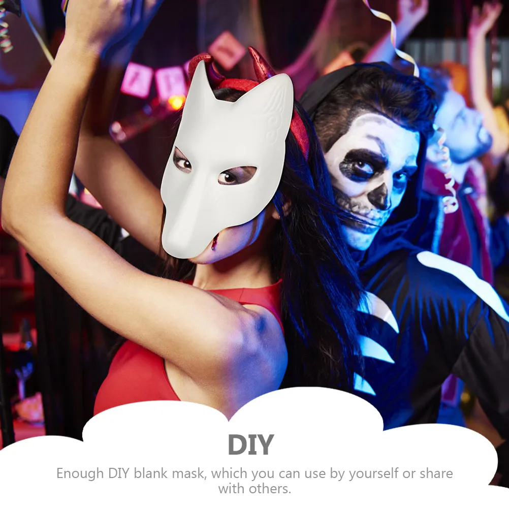 

Fox Face Sentence Halloween Cosplay PU Cartoon Party DIY Blank Mask Unpainted Masks Masquerade Supplies White Mask
