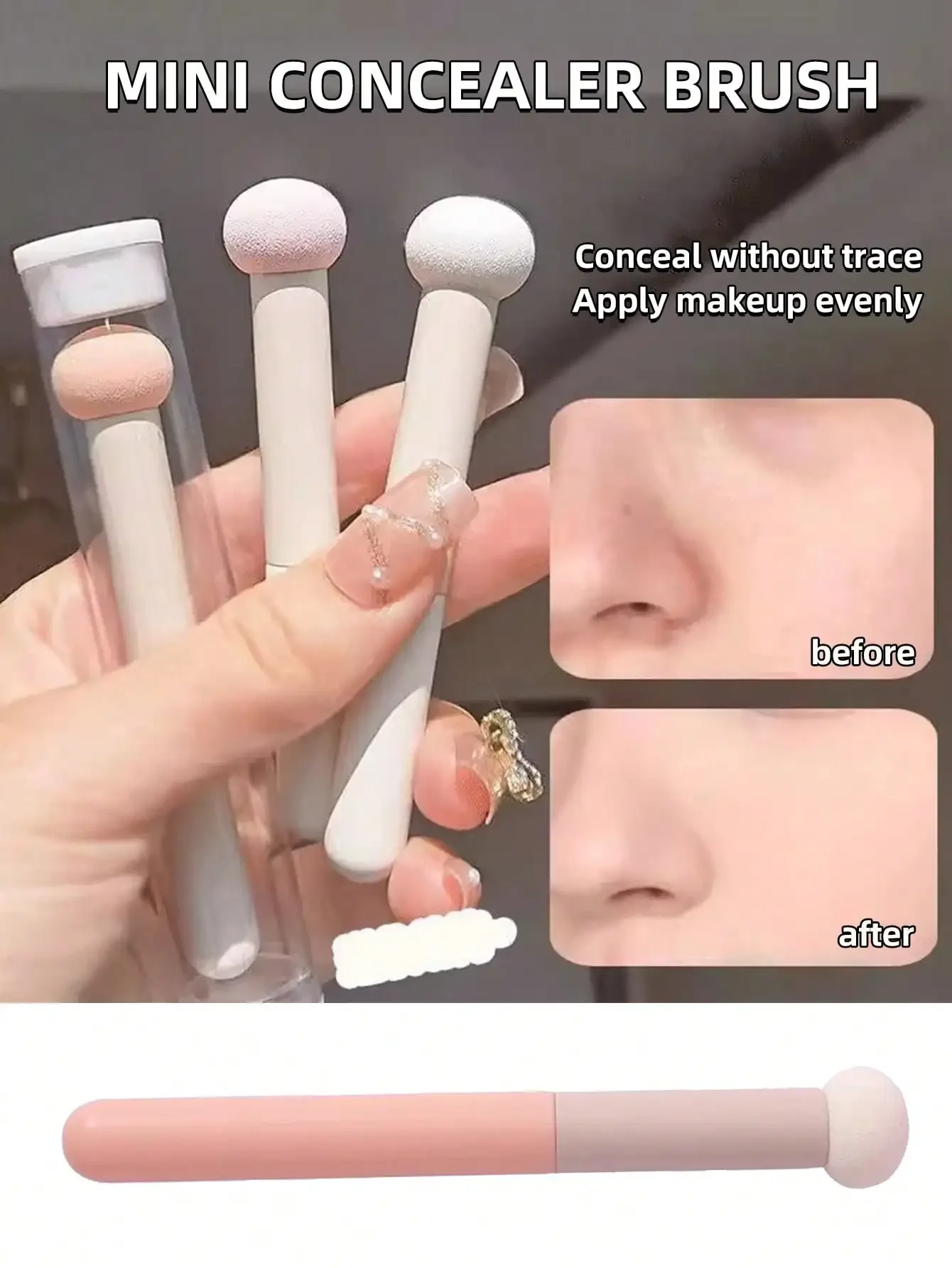 

3pcs Brand New Ultra-Thin Straight Flat Top Foundation/Mask Brushes, Essential Tools For Makeup Artists, Invisible And Seamless