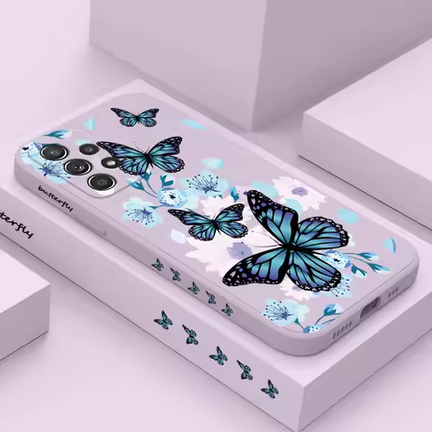 Aurora Butterfly Case Samsung A54 A34 A24 A14 A04 A04E A73 A53 A33 A23 A13 A03 A72 A52 A52S A32 A22 A12 A15 A25 A35 A55 4G 5G