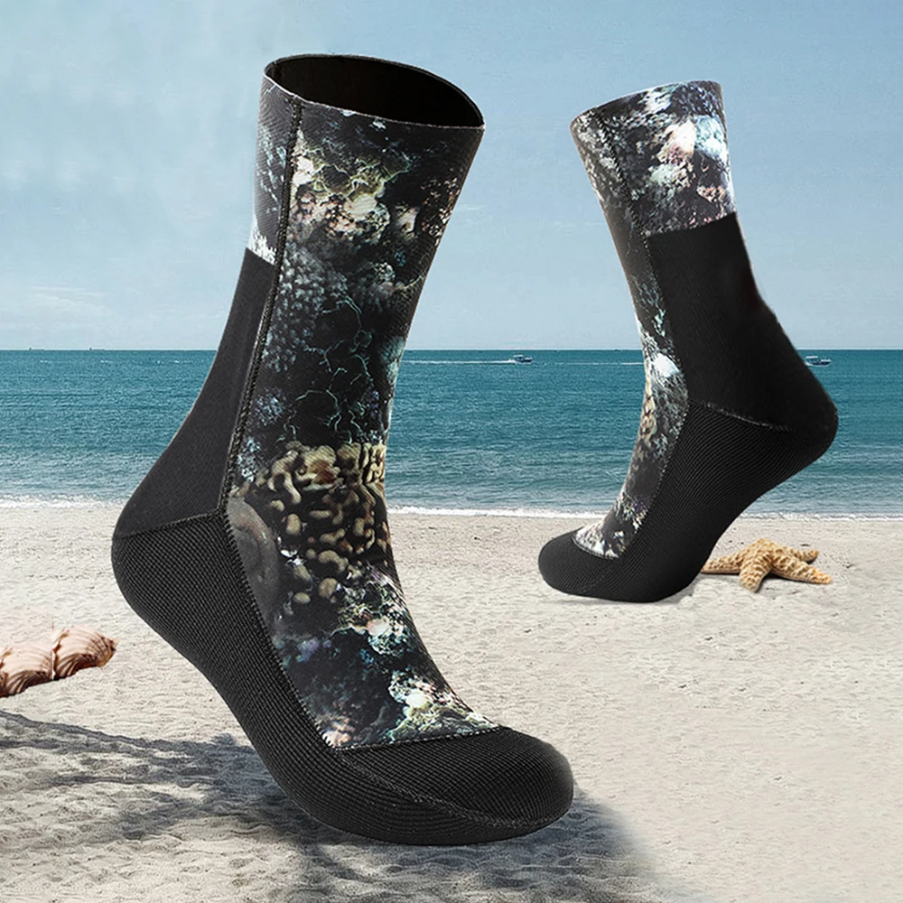 Calcetines de neopreno de 3/5MM para adultos, medias cálidas para buceo, playa, natación, caza subacuática, antideslizantes, Camuflaje, surf, novedad