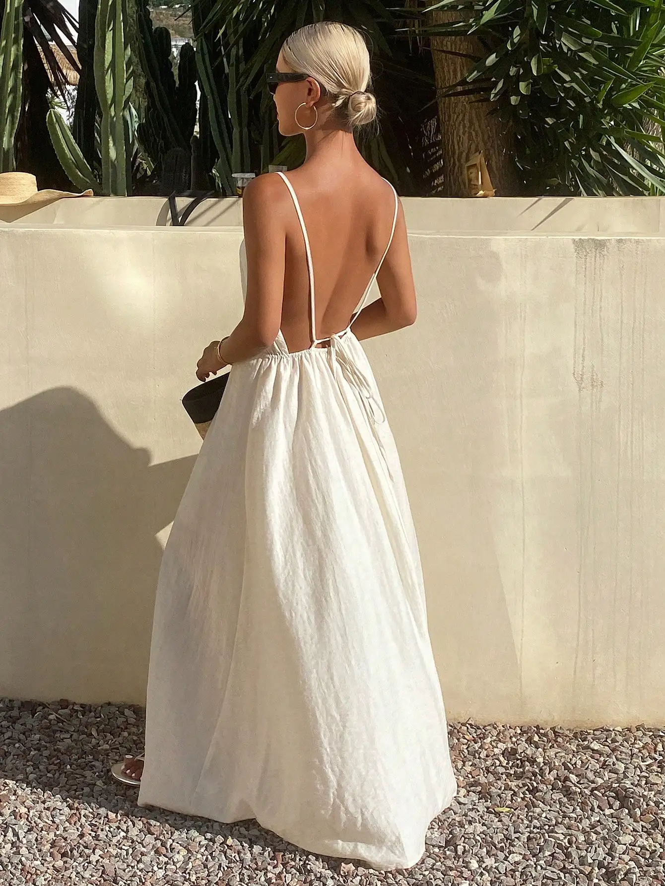 

Женское однотонное платье-миди с открытой спиной и шнуровкой, летнее, повседневное