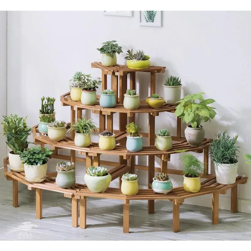 Solid Wood Corner Flower Stand подставка для цветов Multi-layer Ladder Type Floor Plant Stand Balcony Wooden Flower Pot Shelf