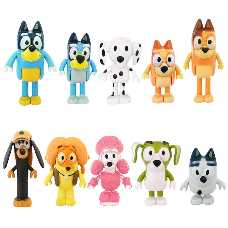 Bluey et Bingo série familiale Anime figurine modèle dessin animé Mini PVC poupées ornements enfants anniversaire décoration jouets cadeau