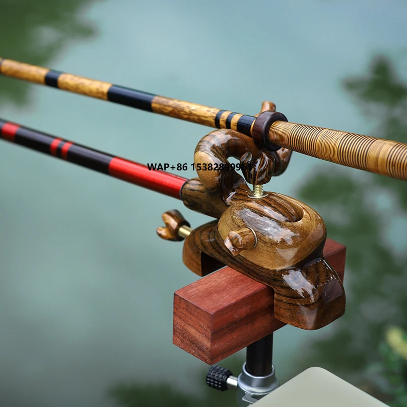 

Children's fishing pole holder Adjustable wooden Japanese fishing Asian element accessories bracket Fishing rack tool