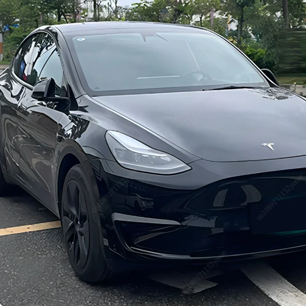 2 pezzi copertura fendinebbia anteriore per auto per Tesla Model Y 2020-2024 lampade lama trim spoiler vento coltello paraurti nero lucido ABS tuning