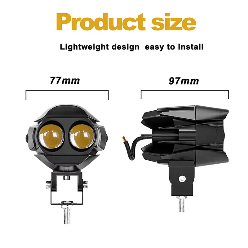 Holofotes led para motocicleta, faróis de neblina, acessórios off road, sinal de seta drl, lâmpada assistida de caminhão, luzes auxiliares 12-24v