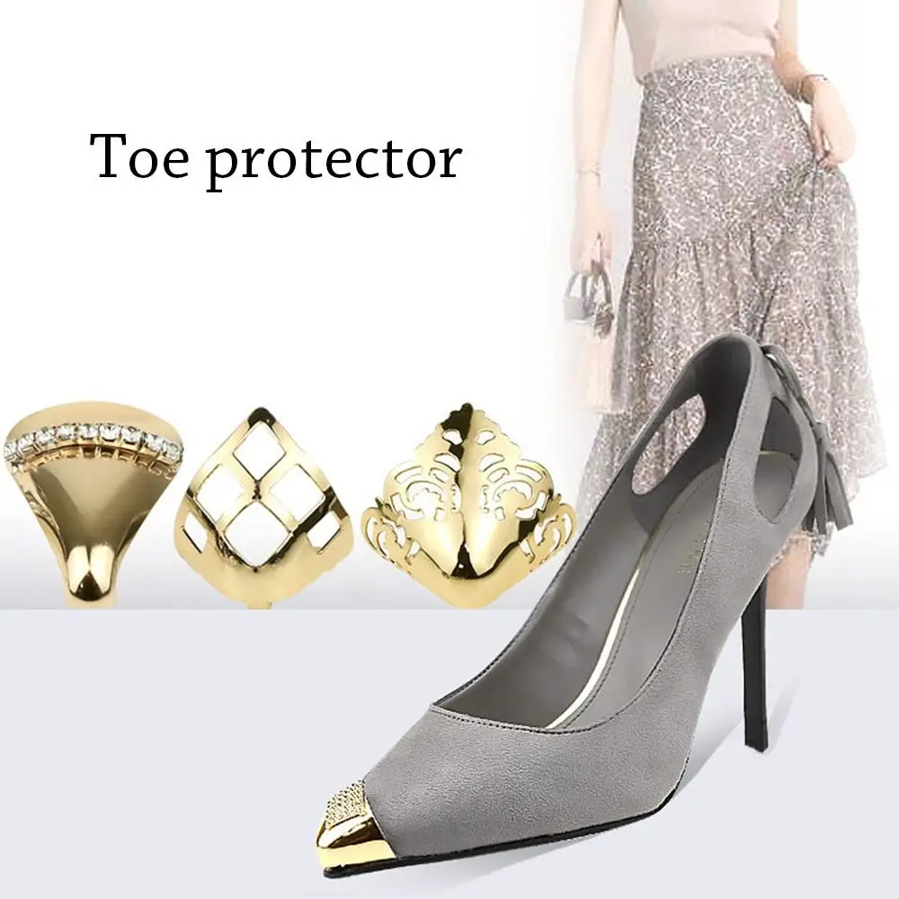 3Pair Women Metal Material Shiny Glossy Shoes Clips High Heel Shoes Decoration Shoes Toe Protection Charm Buckle