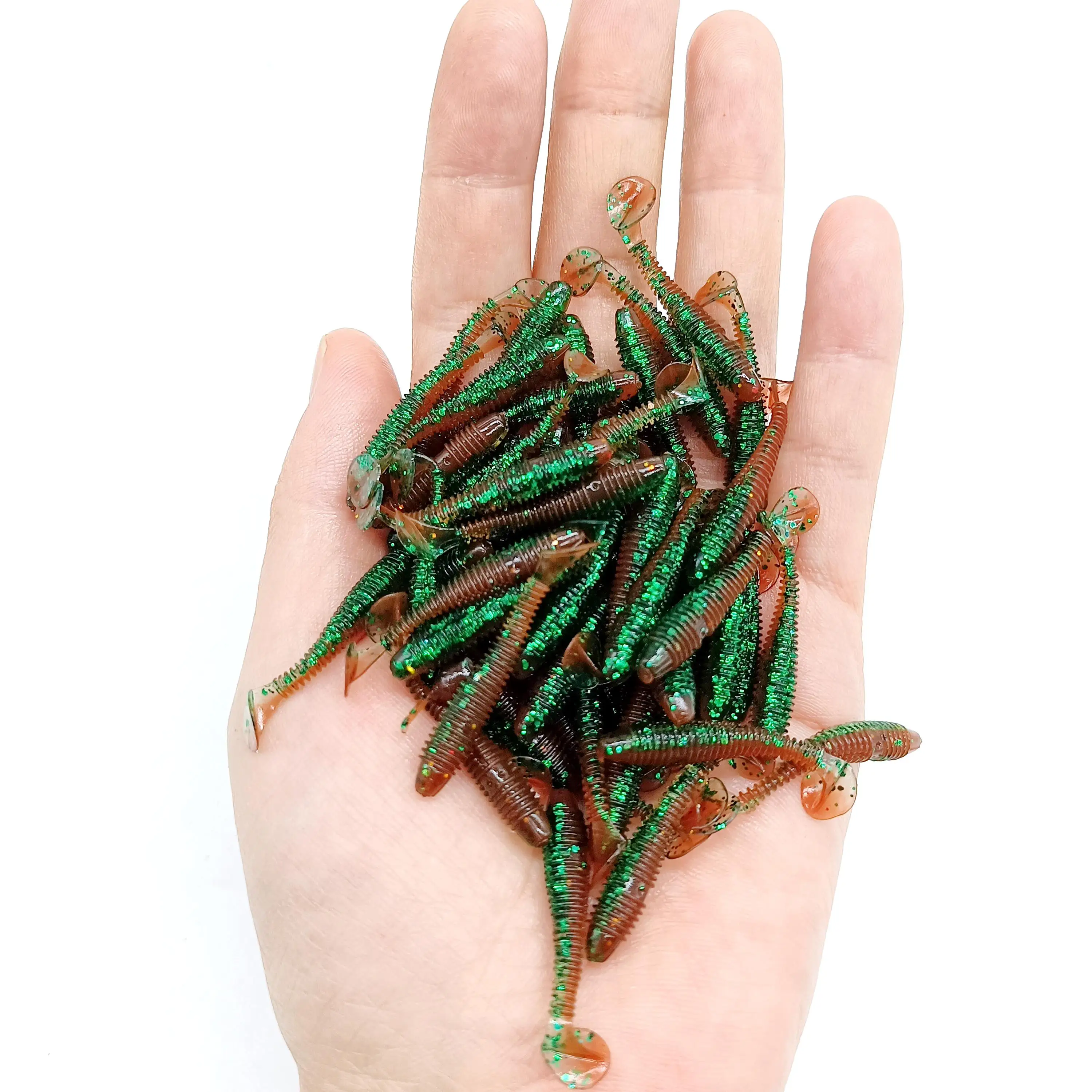 DUODUOYU 10PCS Mini Weiche Angeln Köder 0,37g/3,5 cm Kleine Ttail Wurm Köder Wobbler Isca Pesca Karpfen künstliche Köder Angelgerät