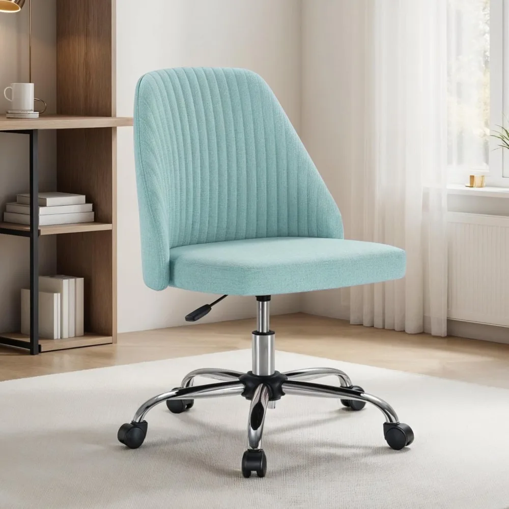 

Armless Office Desk Chair, Modern Cute Swivel Vanity Chair Comfy Home Office Chairs with Wheels Height Adjustable Rolling Compu